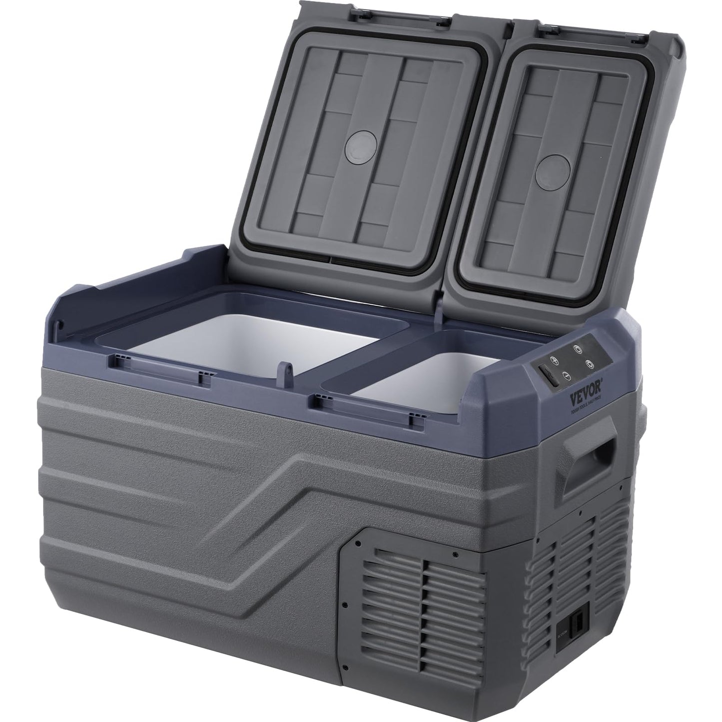 VEVOR Nevera de Compresión Portátil 25L, Mini Nevera para Coche 12/24V CC y 100-240V CA, Caja Enfriadora de Doble Zona, Temperatura Ajustable de -20°C a 20°C, Ideal para Camping, Barco y Casa