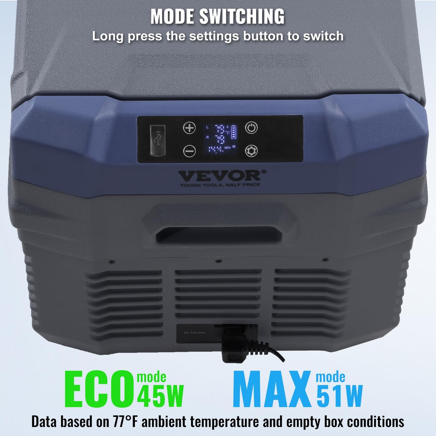 VEVOR Nevera de Compresión Portátil 25L, Mini Nevera para Coche 12/24V CC y 100-240V CA, Caja Enfriadora de Doble Zona, Temperatura Ajustable de -20°C a 20°C, Ideal para Camping, Barco y Casa