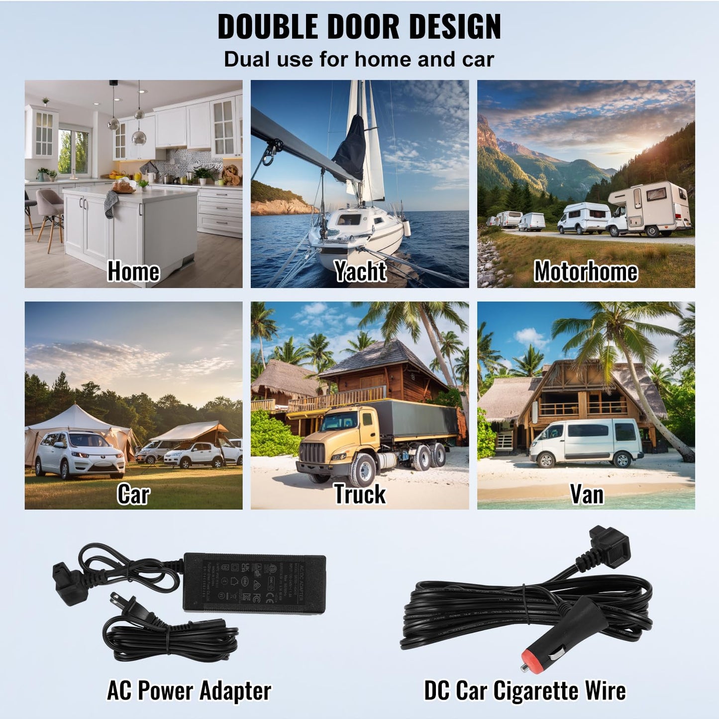 VEVOR Nevera de Compresión Portátil 25L, Mini Nevera para Coche 12/24V CC y 100-240V CA, Caja Enfriadora de Doble Zona, Temperatura Ajustable de -20°C a 20°C, Ideal para Camping, Barco y Casa