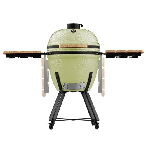 Cecotec Kamado Barbacoa de Carbón Cerámica Ø 60cm DragonFire 6000, Asa, Ahuma, Hornea y Guisa, Resistente a 1000°C, Soporte de Hierro Fundido, Cámara Hermética, Con Ruedas y Termómetro