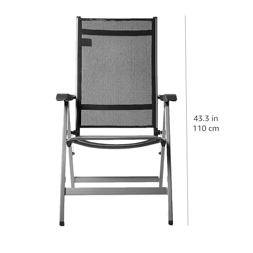 Basics Set de 2 Sillas para Exteriores Ajustables en 5 Posiciones, 69 x 60.5 x 110 cm, Color Gris, Comodidad y Resistencia
