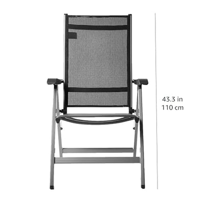 Basics Set de 2 Sillas para Exteriores Ajustables en 5 Posiciones, 69 x 60.5 x 110 cm, Color Gris, Comodidad y Resistencia