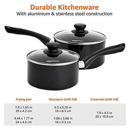 Juego de Utensilios de Cocina Antiadherentes, 5 Piezas, Aluminio, Inducción, Negro