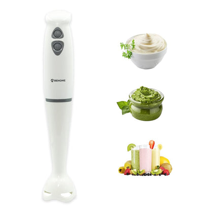 BEHOME Batidora de Mano, 250W, Acero Inoxidable, 2 Velocidades, Blanca