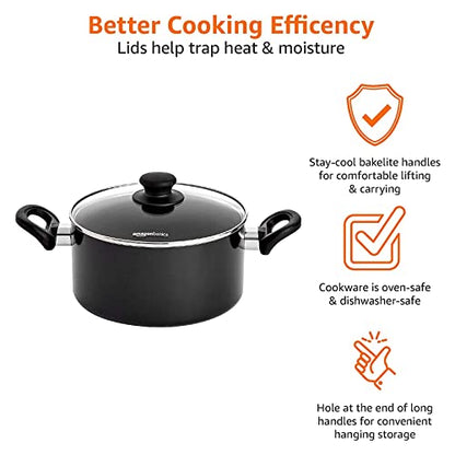 Juego de Utensilios de Cocina Antiadherentes, 5 Piezas, Aluminio, Inducción, Negro