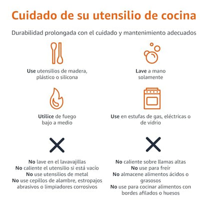 Amazon Basics Juego de Utensilios de Cocina Antiadherentes, 8 Piezas, Negro