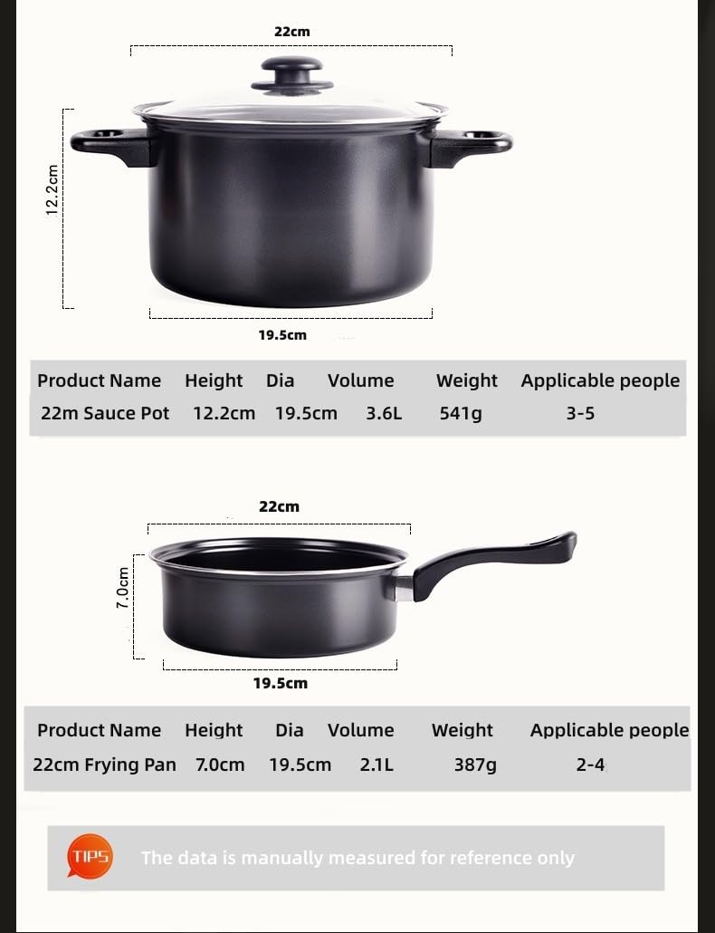 Herzberg Batería de Cocina Antiadherente, 13 Piezas, Acero al Carbono, Compatible con Todas las Fuentes de Calor