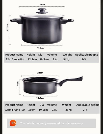 Herzberg Batería de Cocina Antiadherente, 13 Piezas, Acero al Carbono, Compatible con Todas las Fuentes de Calor