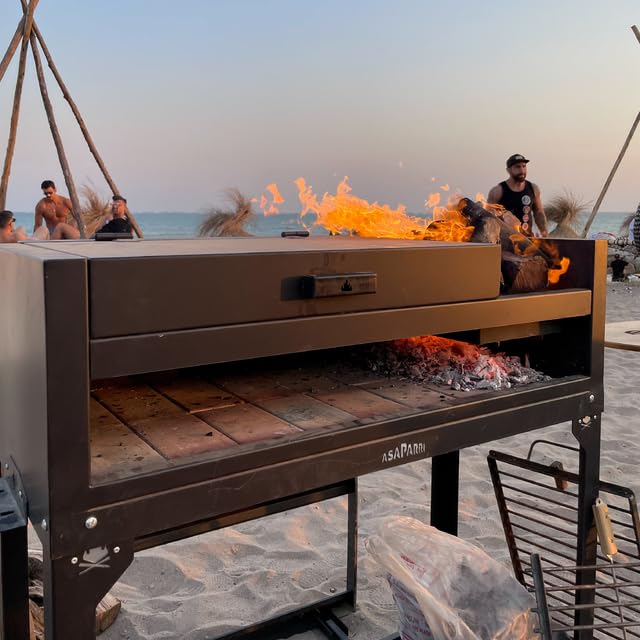 Parrilla Barbacoa de Carbón Grill Chulengo Premium Argentino, Con Fogonero, Pala, Atizador y Funda Incluidos, Portátil para Uso Exterior, Color Negro, 115x75x50 cm