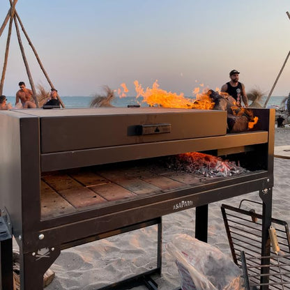 Parrilla Barbacoa de Carbón Grill Chulengo Premium Argentino, Con Fogonero, Pala, Atizador y Funda Incluidos, Portátil para Uso Exterior, Color Negro, 115x75x50 cm