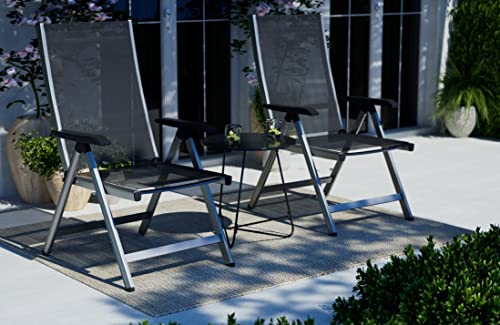 Basics Set de 2 Sillas para Exteriores Ajustables en 5 Posiciones, 69 x 60.5 x 110 cm, Color Gris, Comodidad y Resistencia