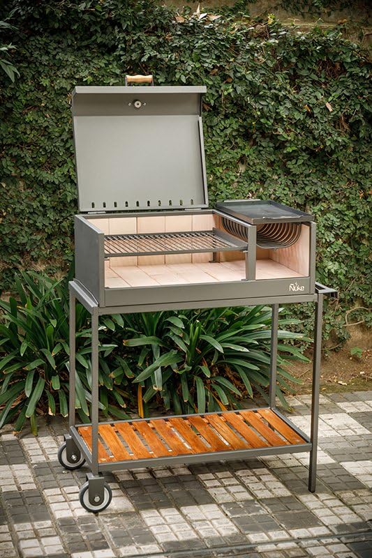 Parrilla Barbacoa de Carbón Parana Premium Portátil con Brasero, Ruedas y Tapa, Color Negro, 111x102x58 cm