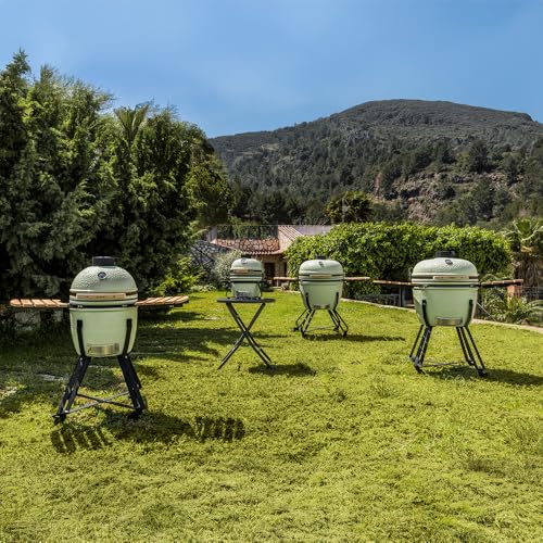 Cecotec Kamado Barbacoa de Carbón Cerámica Ø 60cm DragonFire 6000, Asa, Ahuma, Hornea y Guisa, Resistente a 1000°C, Soporte de Hierro Fundido, Cámara Hermética, Con Ruedas y Termómetro