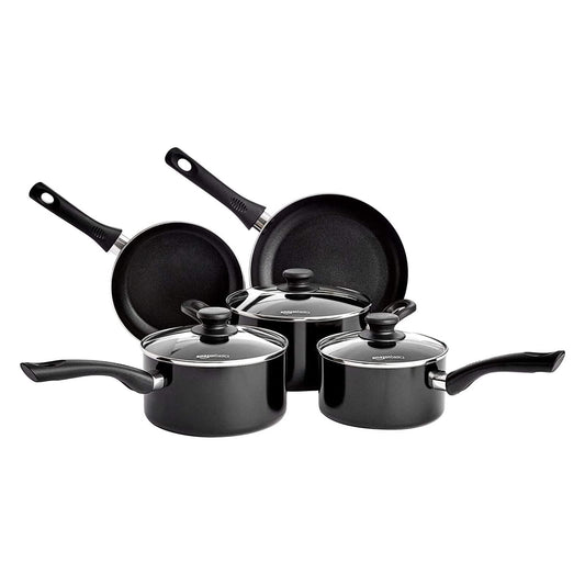 Juego de Utensilios de Cocina Antiadherentes, 5 Piezas, Aluminio, Inducción, Negro