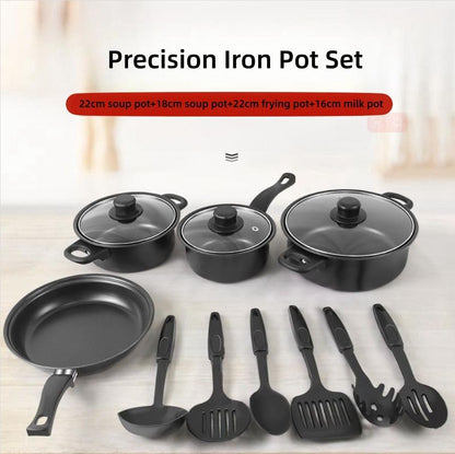 Herzberg Batería de Cocina Antiadherente, 13 Piezas, Acero al Carbono, Compatible con Todas las Fuentes de Calor