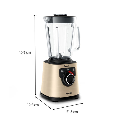 Moulinex Perfect Mix + Batidora de Vaso, 1200W, 2L, Cuchillas Powelix, Tritura Hielo, Limpieza Automática
