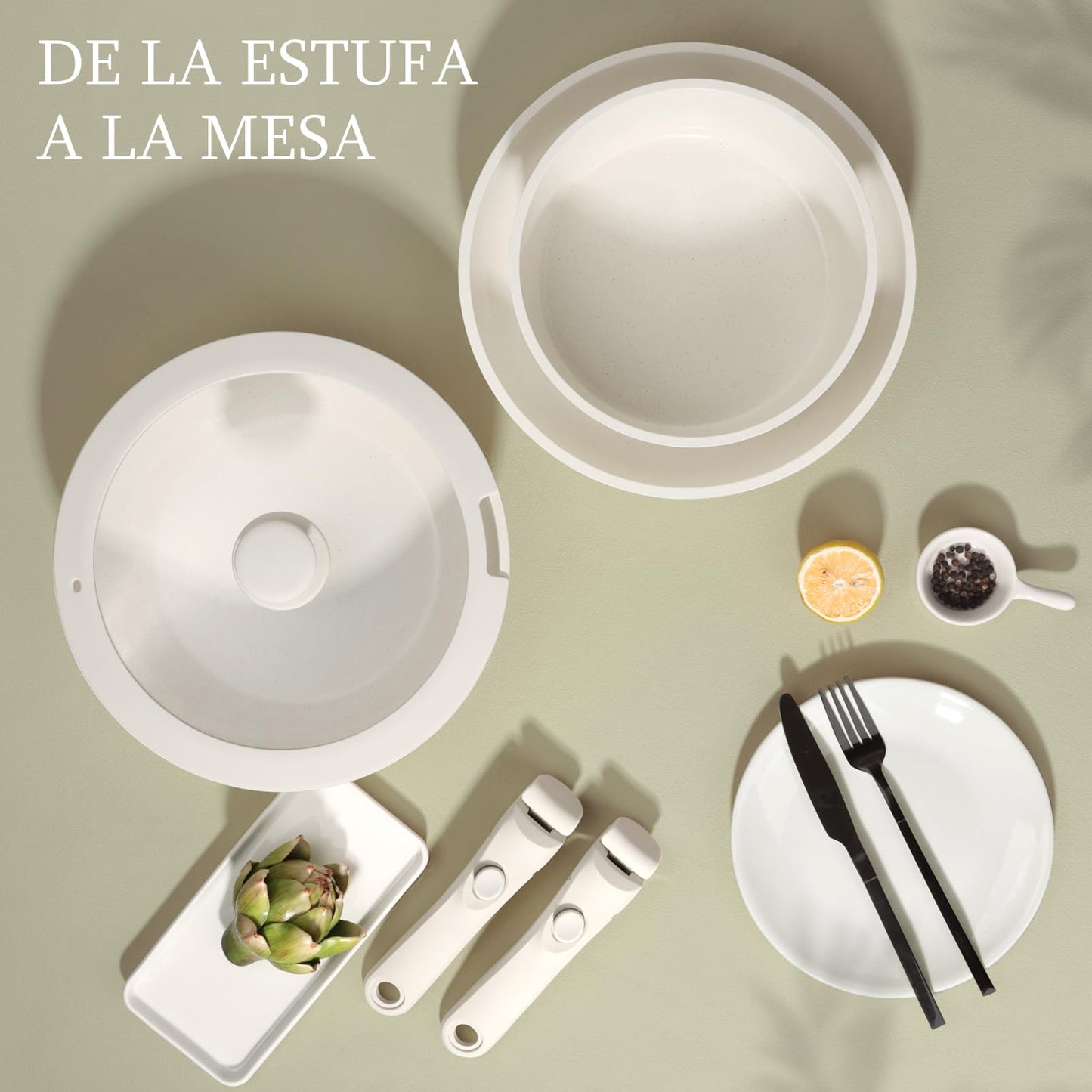 GiPP Juego de Ollas y Sartenes Cerámicas Antiadherente 11 Piezas, con Mangos Desmontables