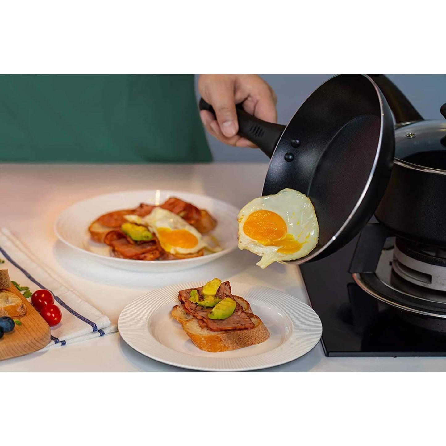 Juego de Utensilios de Cocina Antiadherentes, 5 Piezas, Aluminio, Inducción, Negro