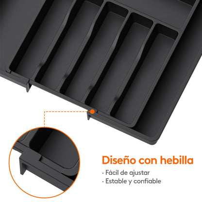 Lifewit Cubiertos Organizer, Extensible, Grande, Negro