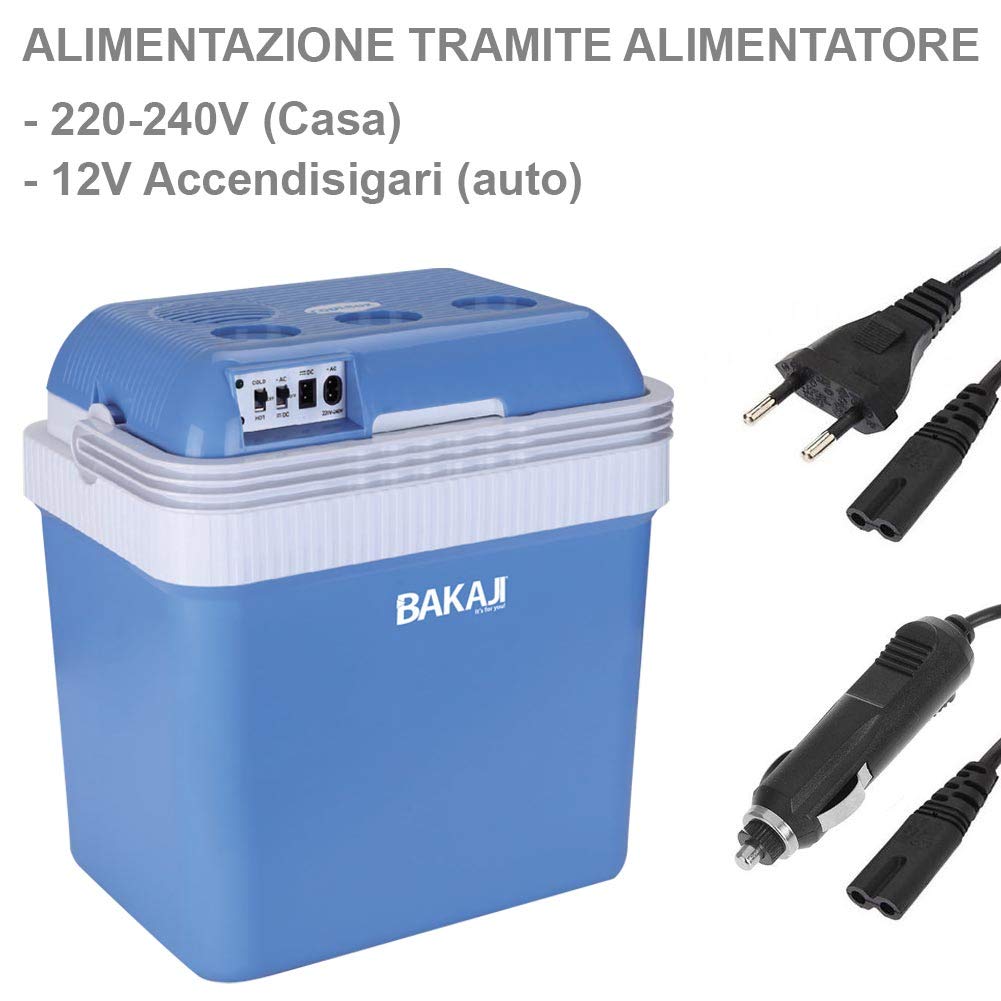 BAKAJI CB.24.BAK Refrigerador Eléctrico Portátil, Plástico, Multicolor, Compacto y Práctico para Viajes y Camping
