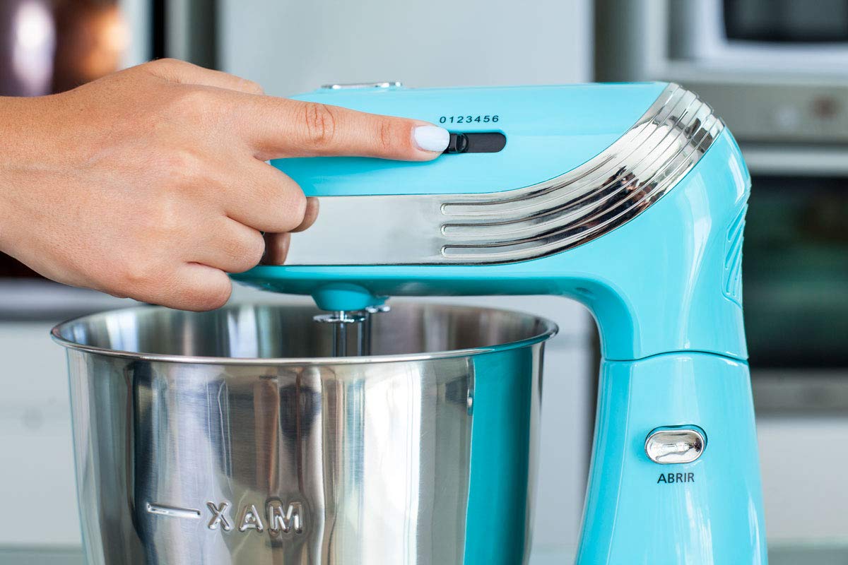 Cecotec Cecomixer Easy Batidora Amasadora, 250W, 3L, 6 Velocidades, Bol de Acero, Azul