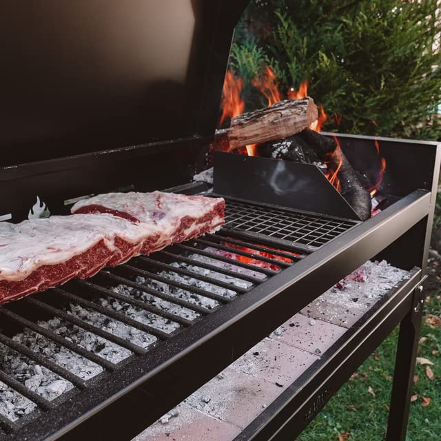 Parrilla Barbacoa de Carbón Grill Chulengo Premium Argentino, Con Fogonero, Pala, Atizador y Funda Incluidos, Portátil para Uso Exterior, Color Negro, 115x75x50 cm