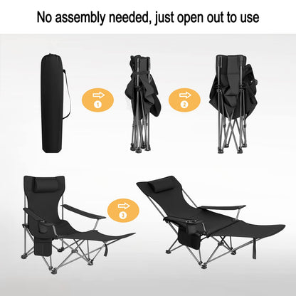 WOLTU Set de 2 Sillas de Camping Plegables, Sillas Portátiles para Picnic, Playa, Jardín, Pesca, con Portavasos, Color Negro, Livianas y Compactas