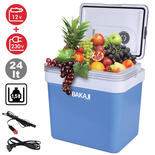 BAKAJI CB.24.BAK Refrigerador Eléctrico Portátil, Plástico, Multicolor, Compacto y Práctico para Viajes y Camping