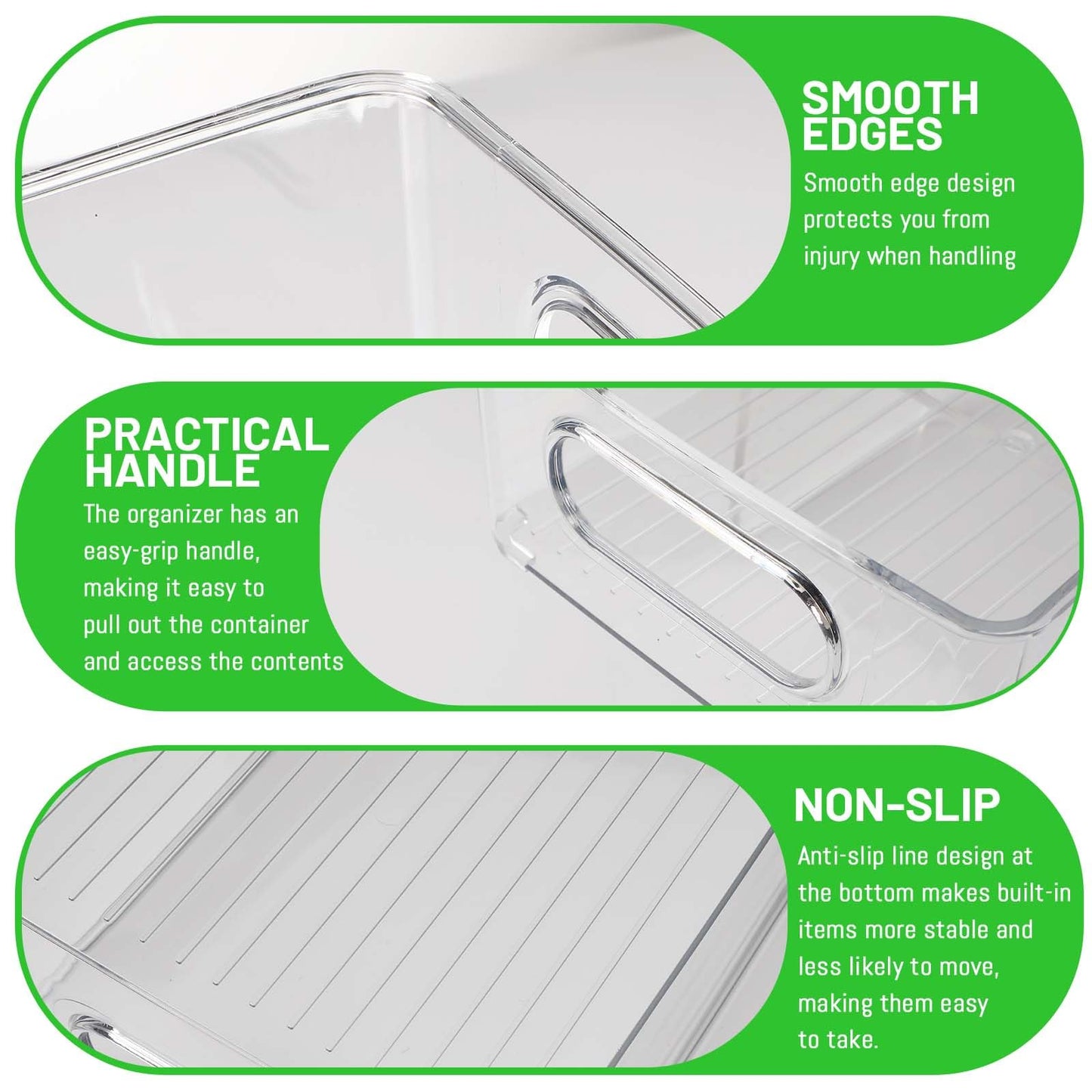 Royouzi 10-Piece Refrigerator Organizer, 2 Sizes, Stackable, Transparent, BPA-Free