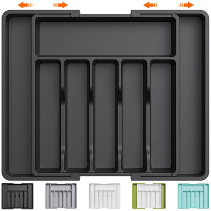 Lifewit Cubiertos Organizer, Extensible, Grande, Negro