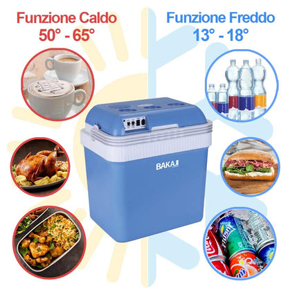 BAKAJI CB.24.BAK Refrigerador Eléctrico Portátil, Plástico, Multicolor, Compacto y Práctico para Viajes y Camping