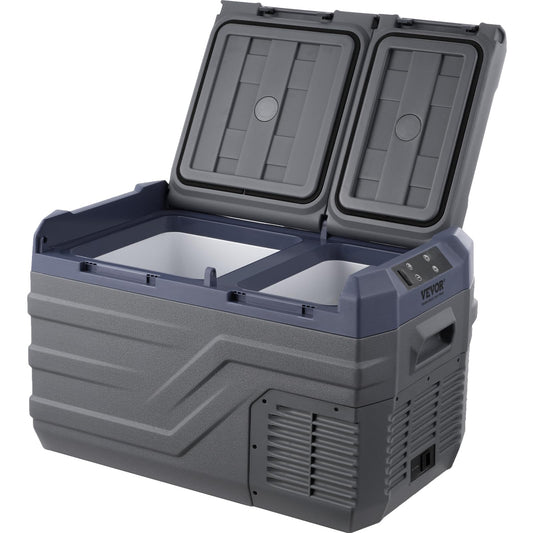 VEVOR Nevera de Compresión Portátil 25L, Mini Nevera para Coche 12/24V CC y 100-240V CA, Caja Enfriadora de Doble Zona, Temperatura Ajustable de -20°C a 20°C, Ideal para Camping, Barco y Casa