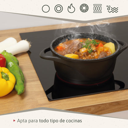 briebe Batería Cocina Inducción 8 Piezas, Aluminio Fundido, Antiadherente ILAG GRANITEC sin PFOA, Tapas Cristal, Guantes Silicona