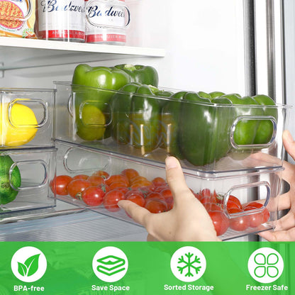 Royouzi 10-Piece Refrigerator Organizer, 2 Sizes, Stackable, Transparent, BPA-Free