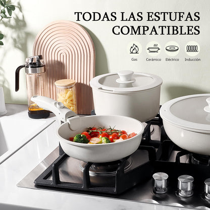 GiPP Juego de Ollas y Sartenes Cerámicas Antiadherente 11 Piezas, con Mangos Desmontables