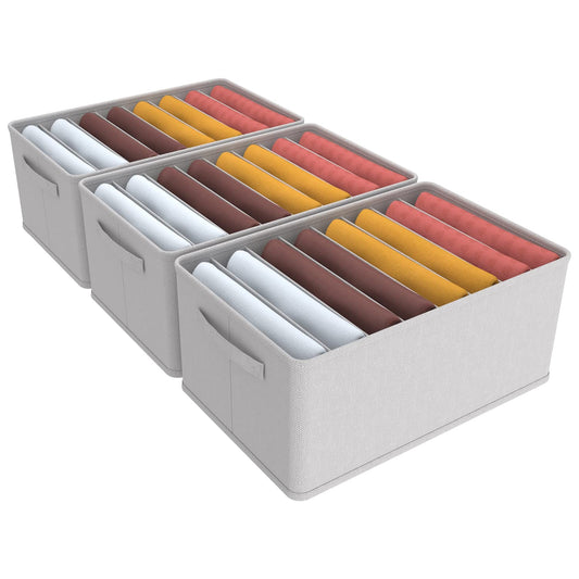 DIGZ 3-Piece Stackable Closet Organizers, Foldable, 8 Compartments, 38x28x20cm