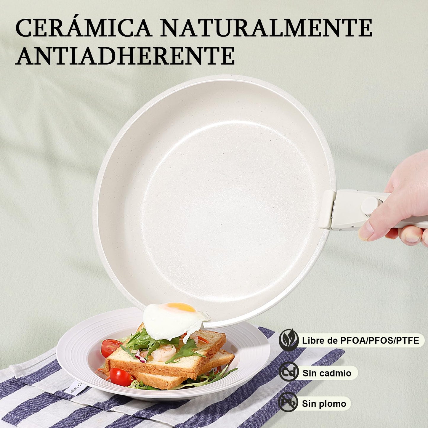 GiPP Juego de Ollas y Sartenes Cerámicas Antiadherente 11 Piezas, con Mangos Desmontables