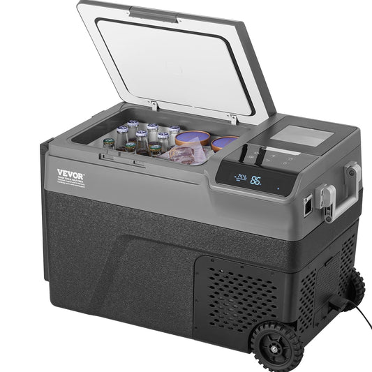 VEVOR Refrigerador Portátil para Automóvil de 35L con Función de Fabricación de Hielo, Temperatura Ajustable de -20°C a 20°C, Con Ruedas, Ideal para Camping y Automóvil, 730 x 420 x 480 mm, ≤ 45 dB
