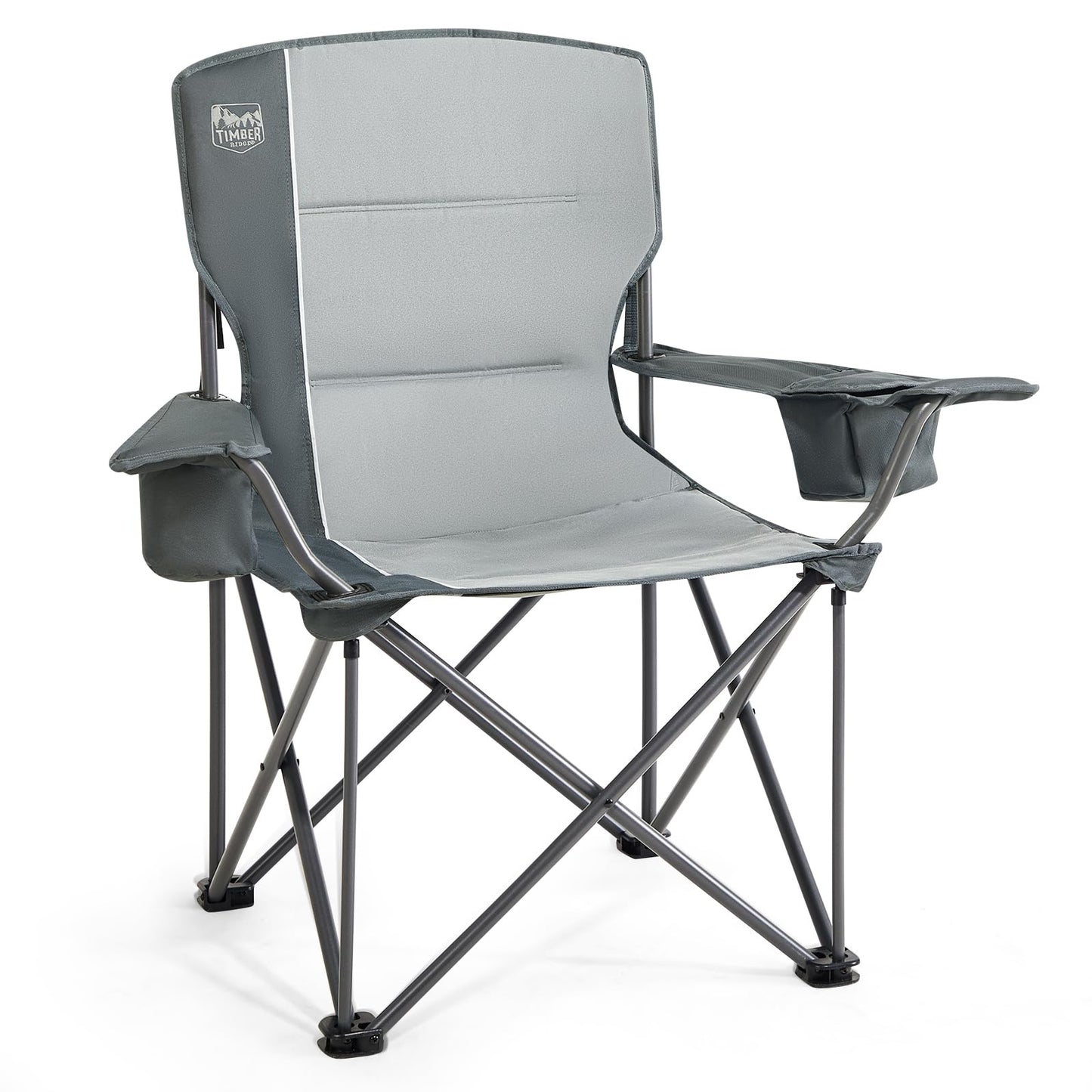 TIMBER RIDGE Silla de Camping Plegable Ultragrande para Adulto, Soporta 200kg, Acolchada con Portavasos y Bolsa Refrigeradora, Ideal para Acampar, Jardín, Playa y Pesca
