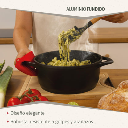 briebe Batería Cocina Inducción 8 Piezas, Aluminio Fundido, Antiadherente ILAG GRANITEC sin PFOA, Tapas Cristal, Guantes Silicona