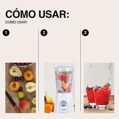 COOKITCH Batidora de Vaso 1.5L, 500W, Jarra de Plástico, 2 Velocidades + Pulso