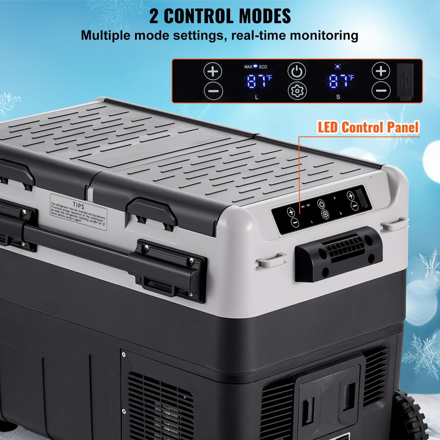 VEVOR Refrigerador Portátil para Automóvil de 50L, Doble Zona, Temperatura Ajustable de -20°C a 20°C, con Compresor, Ideal para Hogar, Campamentos y Vehículos Recreativos, 708 x 440 x 551 mm