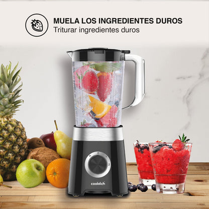 COOKITCH Batidora de Vaso 1.5L, 500W, Jarra de Plástico, 2 Velocidades + Pulso