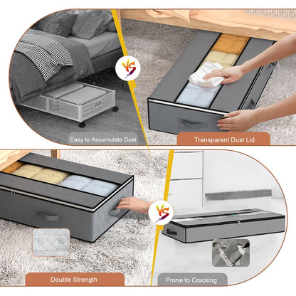 GoMaihe 3-Piece Under-Bed Storage, Foldable, Reinforced Handles