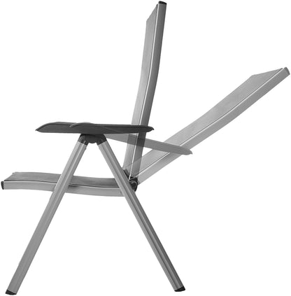 Basics Set de 2 Sillas para Exteriores Ajustables en 5 Posiciones, 69 x 60.5 x 110 cm, Color Gris, Comodidad y Resistencia