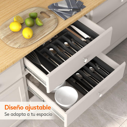 Lifewit Cubiertos Organizer, Extensible, Grande, Negro