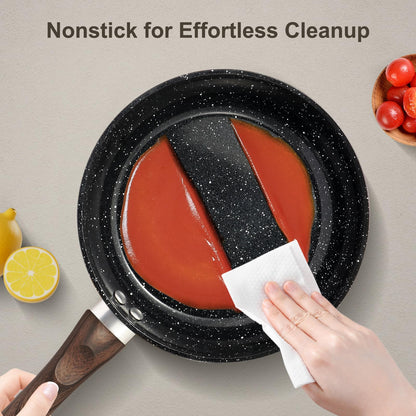 M MELENTA Batería de Cocina Inducción 12 Piezas, Cerámica Antiadherente, Negro