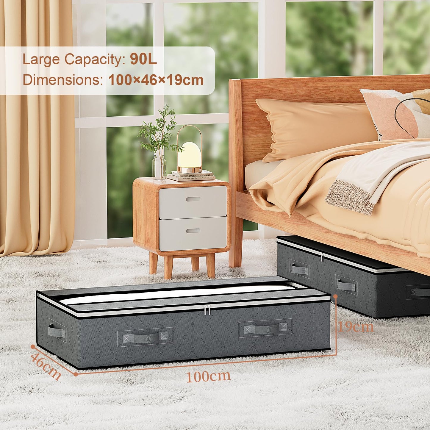 GoMaihe 3-Piece Under-Bed Storage, Foldable, Reinforced Handles