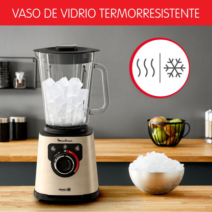 Moulinex Perfect Mix + Batidora de Vaso, 1200W, 2L, Cuchillas Powelix, Tritura Hielo, Limpieza Automática