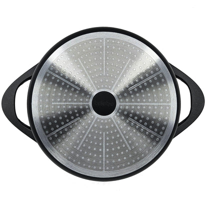 briebe Batería Cocina Inducción 8 Piezas, Aluminio Fundido, Antiadherente ILAG GRANITEC sin PFOA, Tapas Cristal, Guantes Silicona